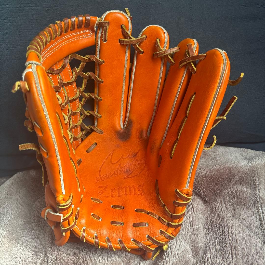 Zeems オレンジ レザー 硬式野球グローブ 右投げ用