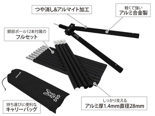 DoD フタマタノキワミ FA5-603-BK ポール テント用ジョイントパーツ