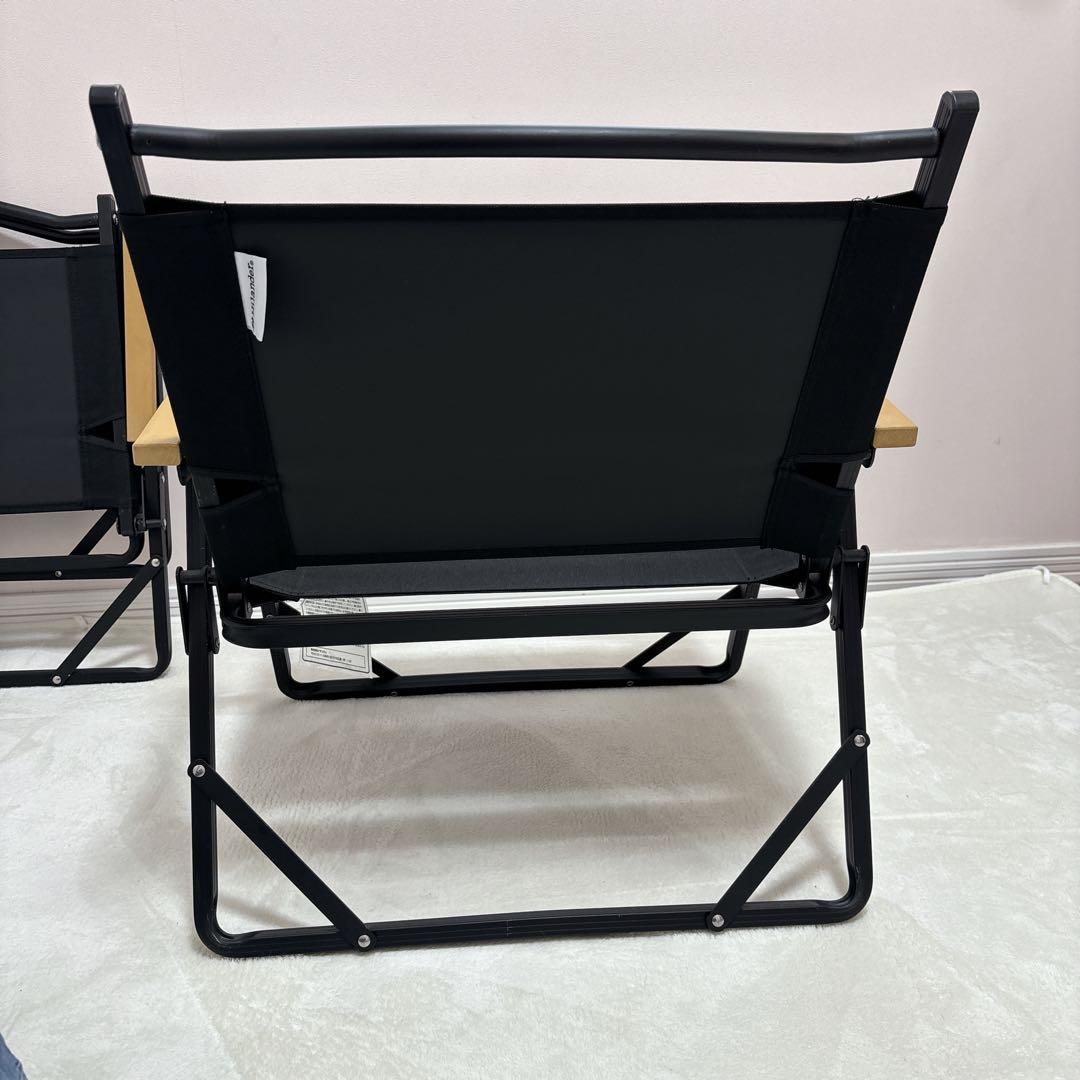 ハイランダー 黒 折りたたみアウトドアチェア 2脚セット