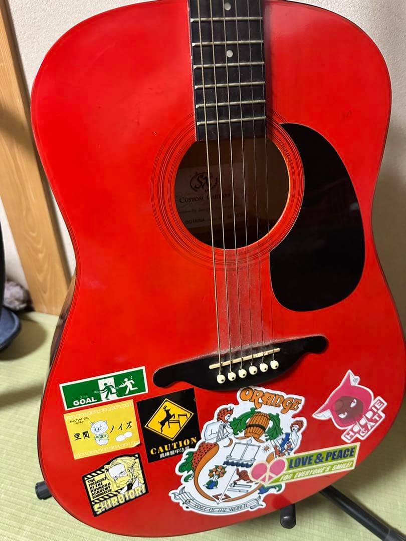 SX アコースティックギター レッド ステッカー付き