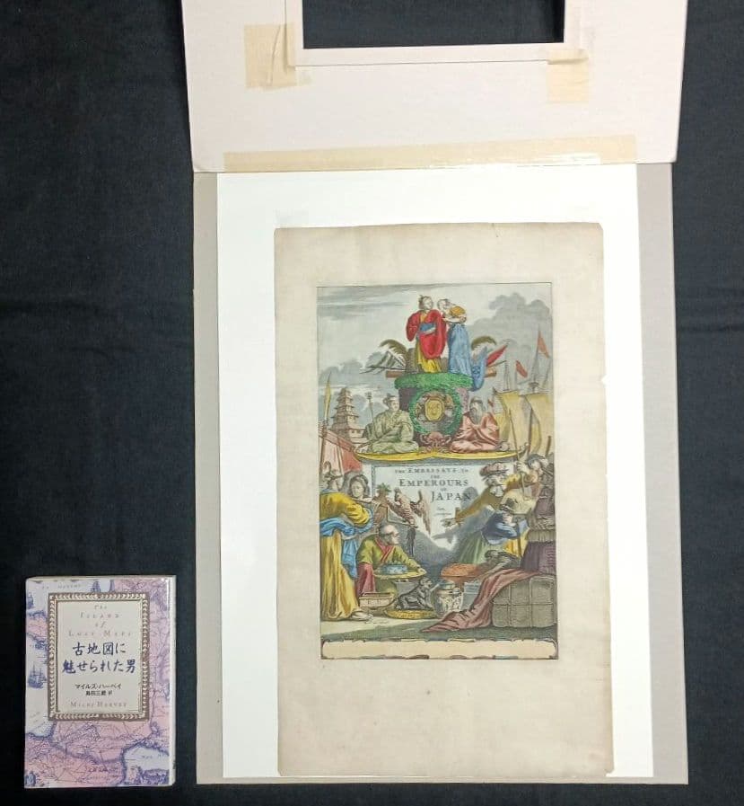 西洋古地図　1675年　A.モンタナウス　「日本誌」タイトルページ　扉絵　稀少
