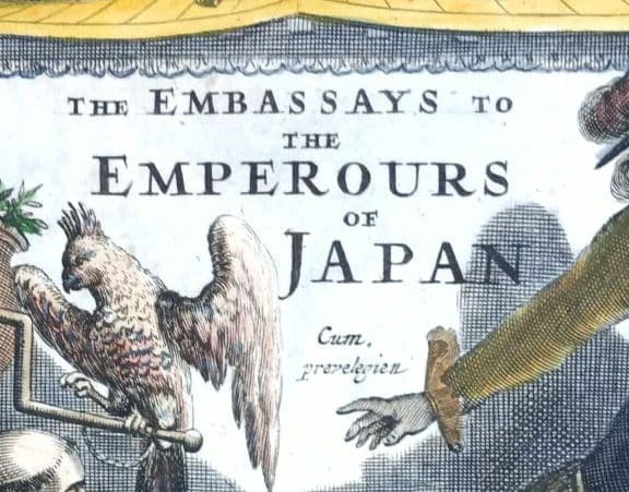 西洋古地図　1675年　A.モンタナウス　「日本誌」タイトルページ　扉絵　稀少