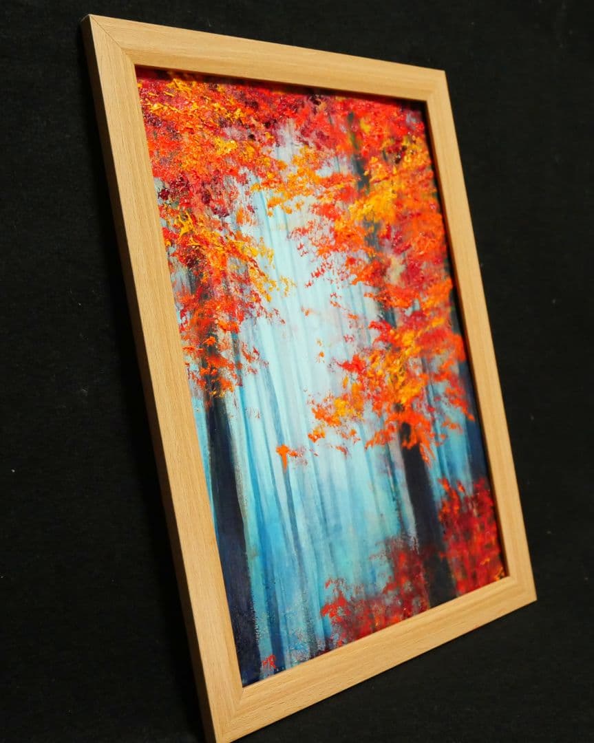 油絵 絵画 【夜の紅葉】