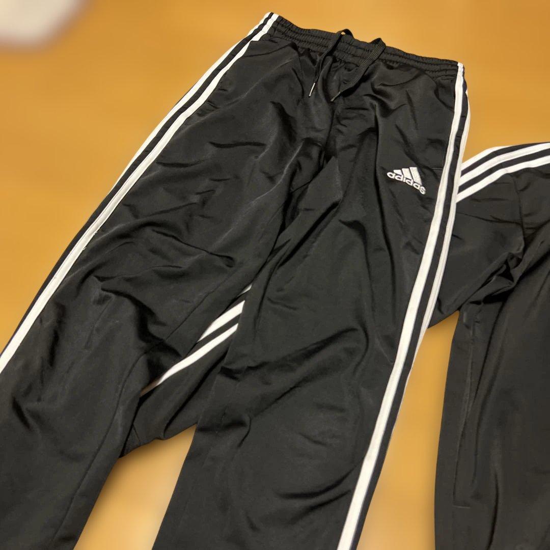 adidas ジャージ上下セット 黒 ストライプ　M