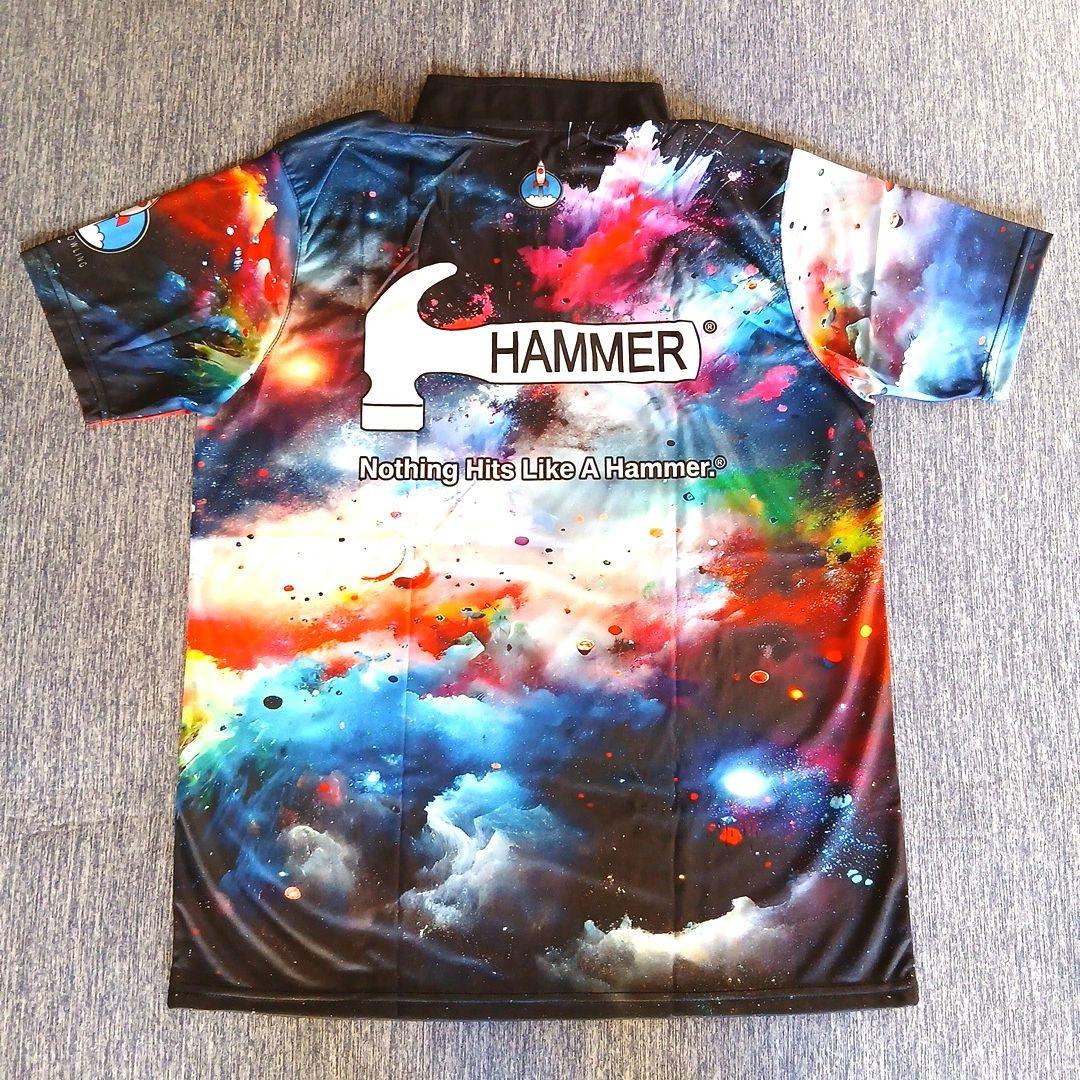 ✨新品✨ボウリングウェア　日本サイズL　ハンマー　ブラック　宇宙　目立つ