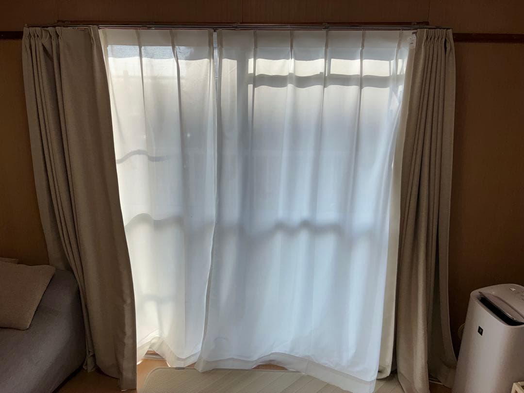 （4枚セット）カーテン 100x185cm（レース2枚、ドレープ2枚）が2セット