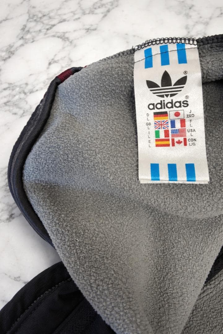 00s adidas トラックパンツ フレア L グレー×ボルドー Y2K