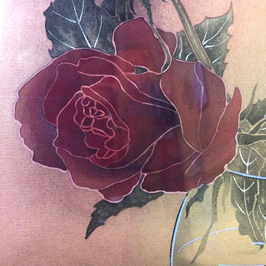 と14● 野村義照『午後の薔薇』◆木版画◆落款・監修シール有