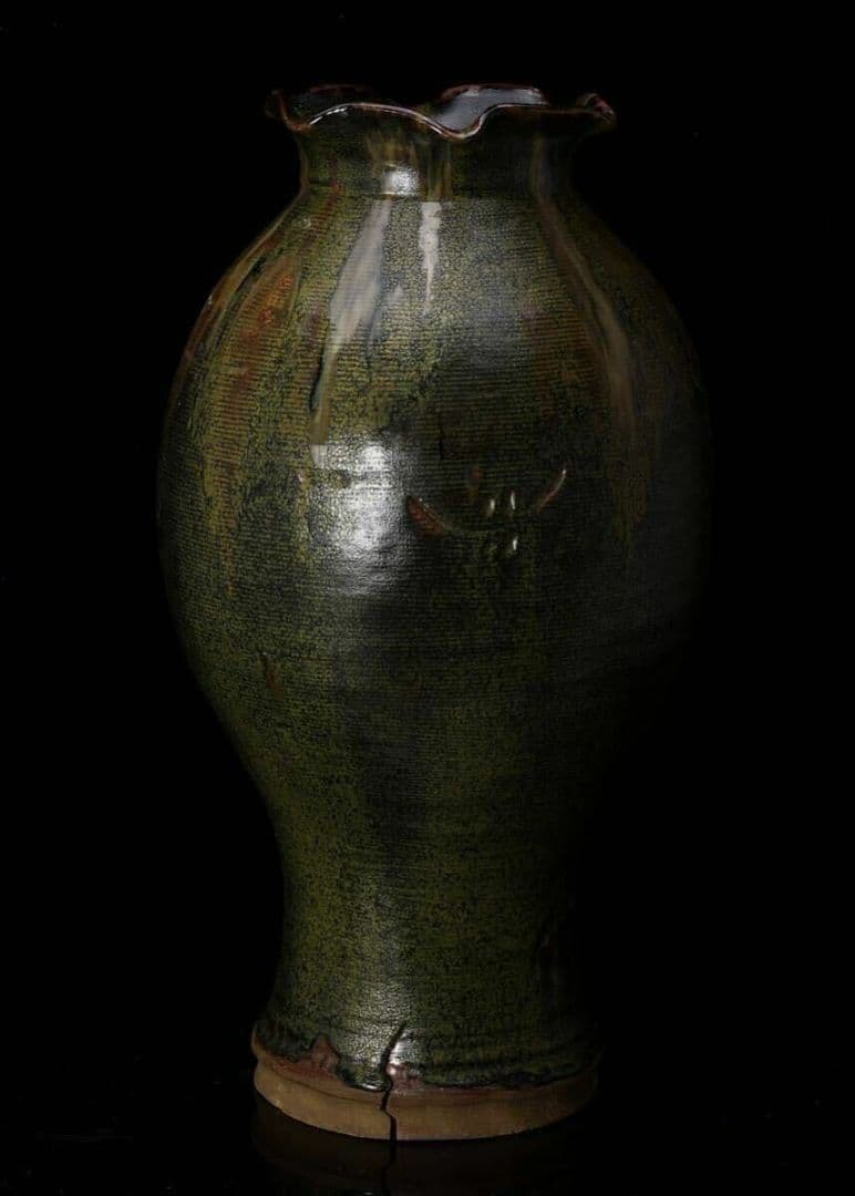 釉薬　飾壺　作家物　陶芸　陶器　花　一風　壺 花瓶 花器 壷 花入 古美術品