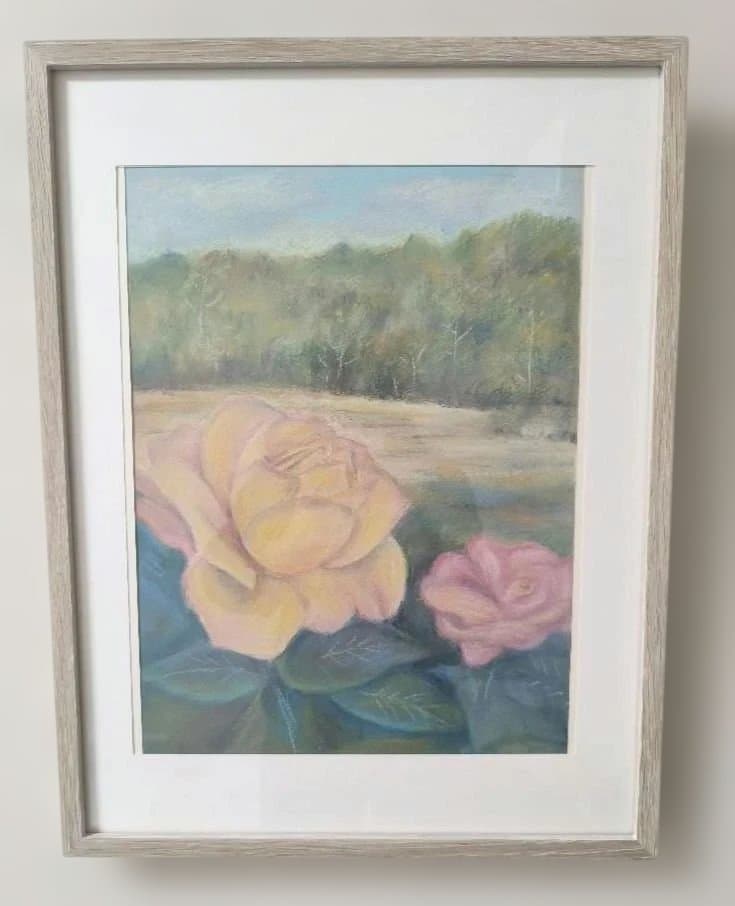 癒しのパステル画　薔薇