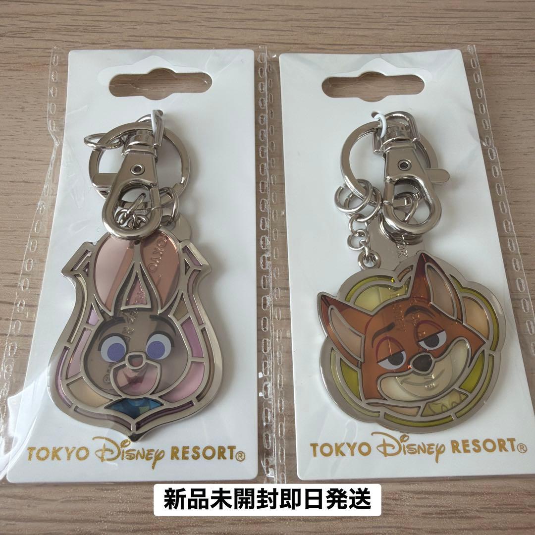 ディズニーランド ガラスの靴 ズートピア ニック ジュディ キーホルダー