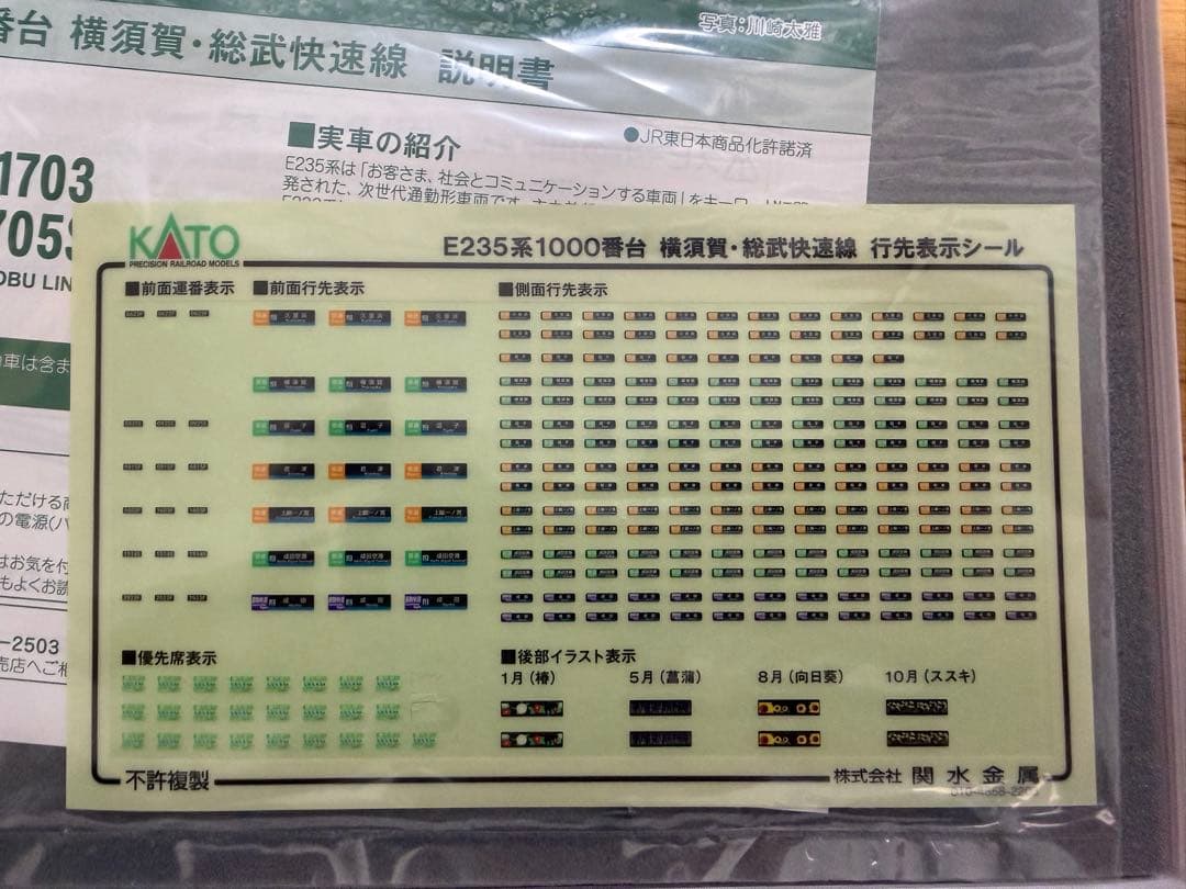 KATO E235系1000番台 横須賀・総武快速線 4両付属編成