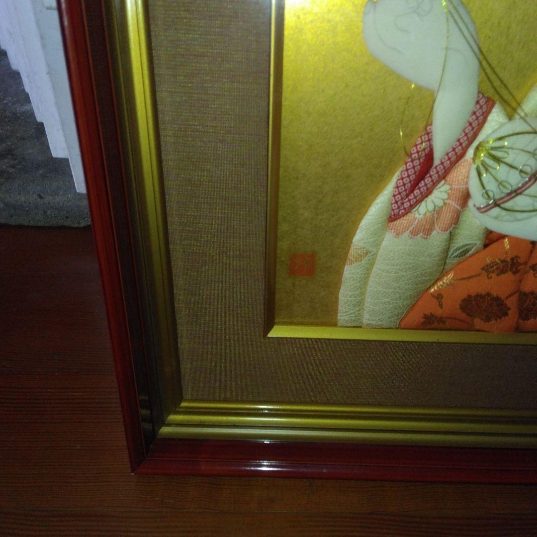 押し絵　美人画　額装