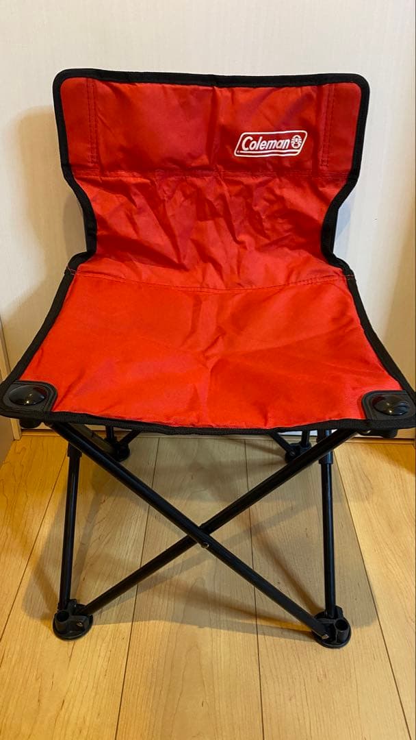 【美品】Colemanコンパクトクッションチェア レッド×ブラック4脚セット