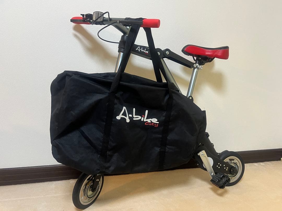 A-bike Cityノーパンクタイヤ・折りたたみ自転車 シルバー/レッド
