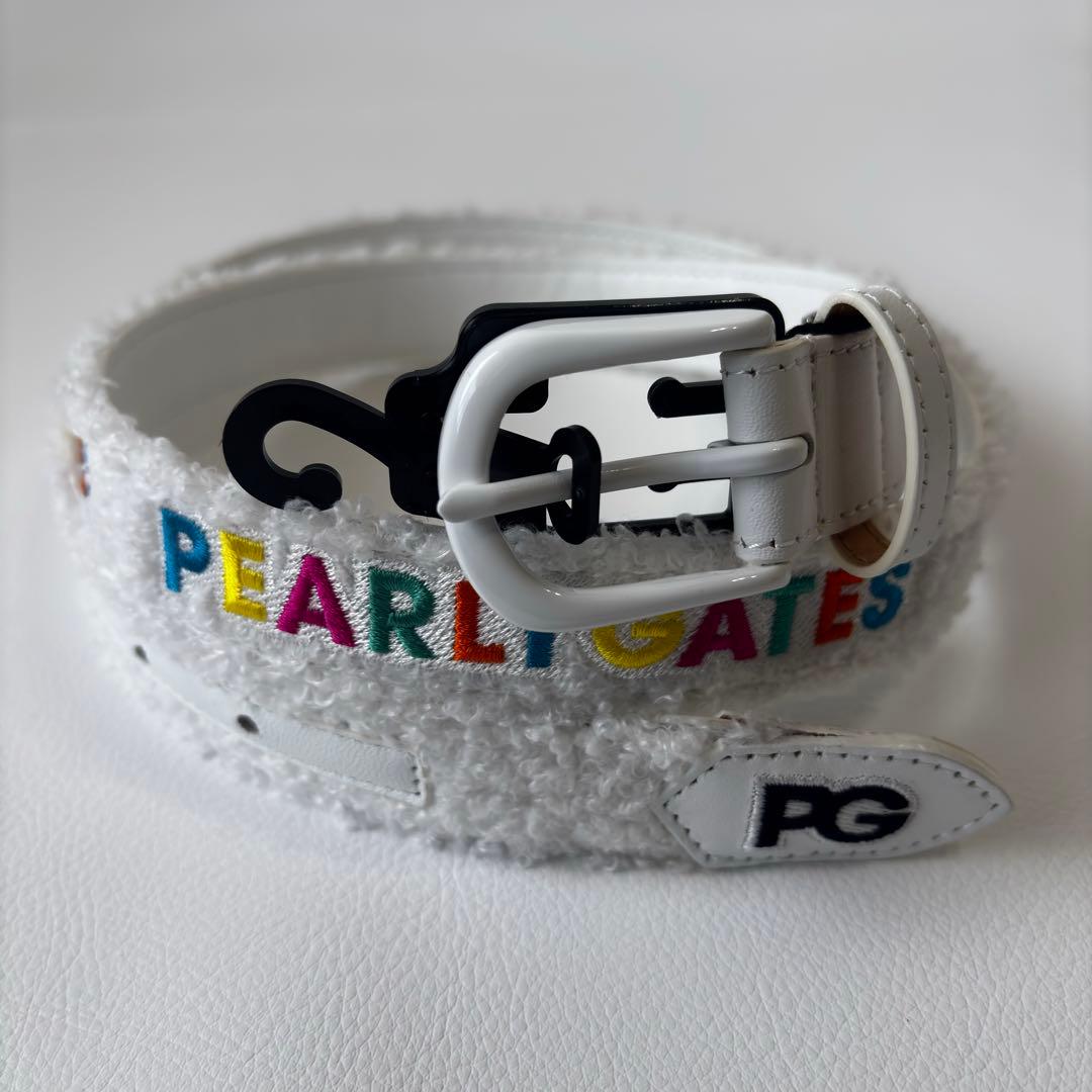 【新品】PEARLY GATES　ゴルフベルト　ホワイト　刺繍ロゴ　ユニセックス