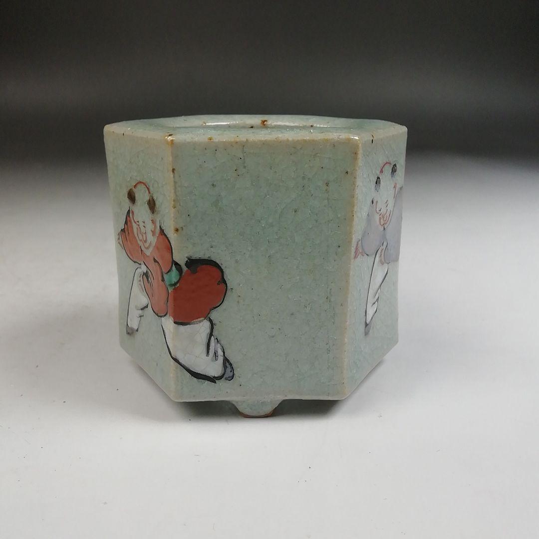Ｗ４２３　蓋置　『渋草焼』『唐子紋』『渋草柳造』　共箱　茶道具