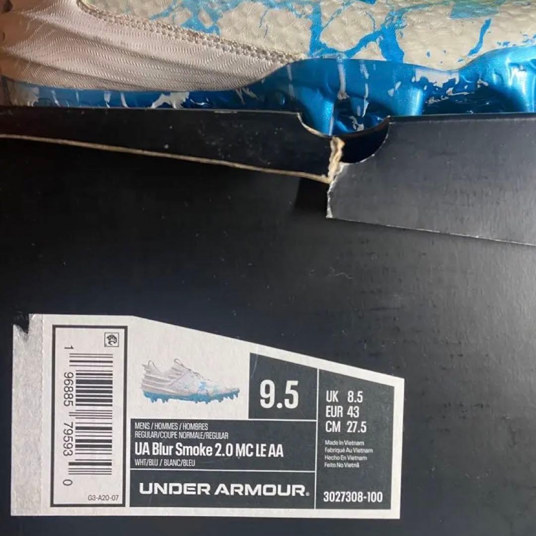 UNDER ARMOUR スパイクシューズ ホワイト/ブルー　27.5