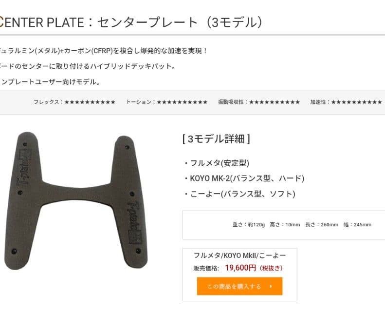 スノーボード　Tプレート　センタープレートソフト