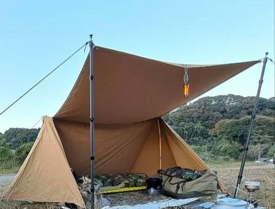 希少　フランス軍　パップテント　ジッパー加工 ポール付　軍幕　ミリタリーテント