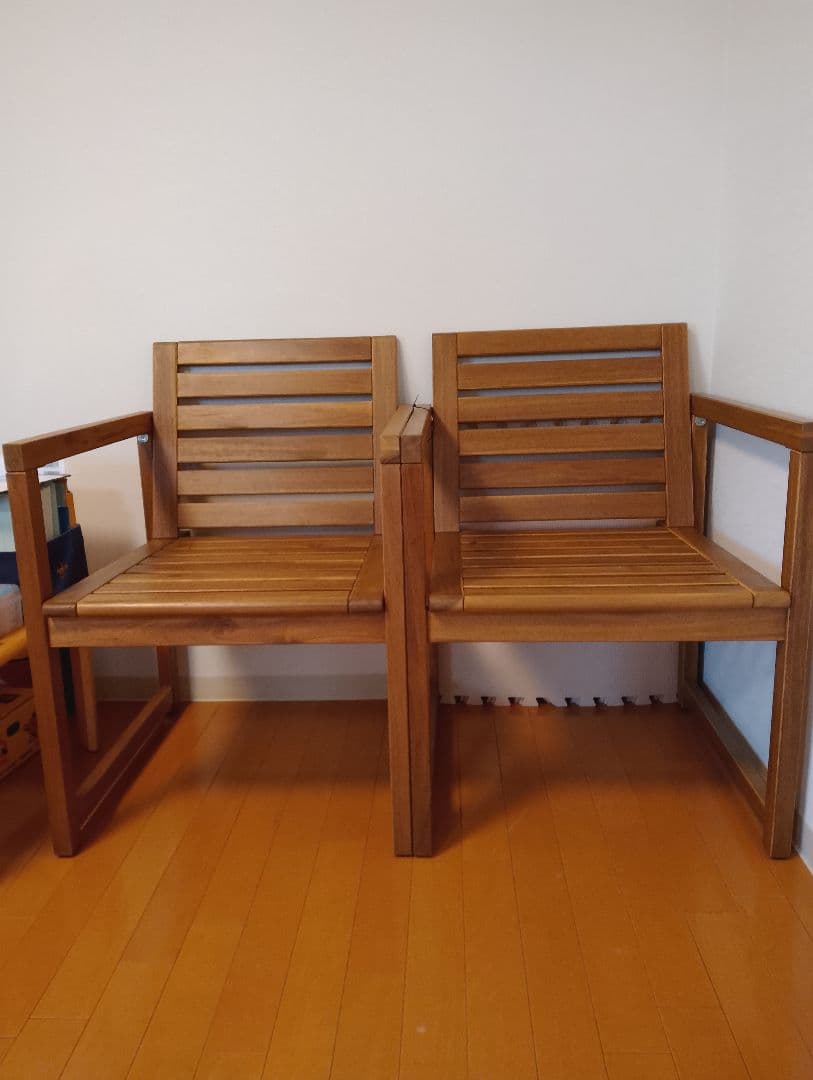 IKEA木製スラットデザインチェア2脚セット