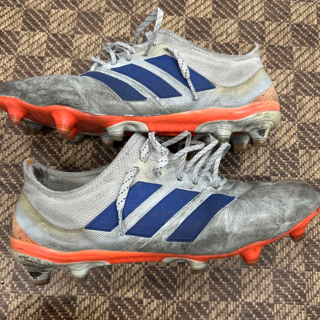 adidas サッカーシューズ スパイク グレー/ネイビー/オレンジ