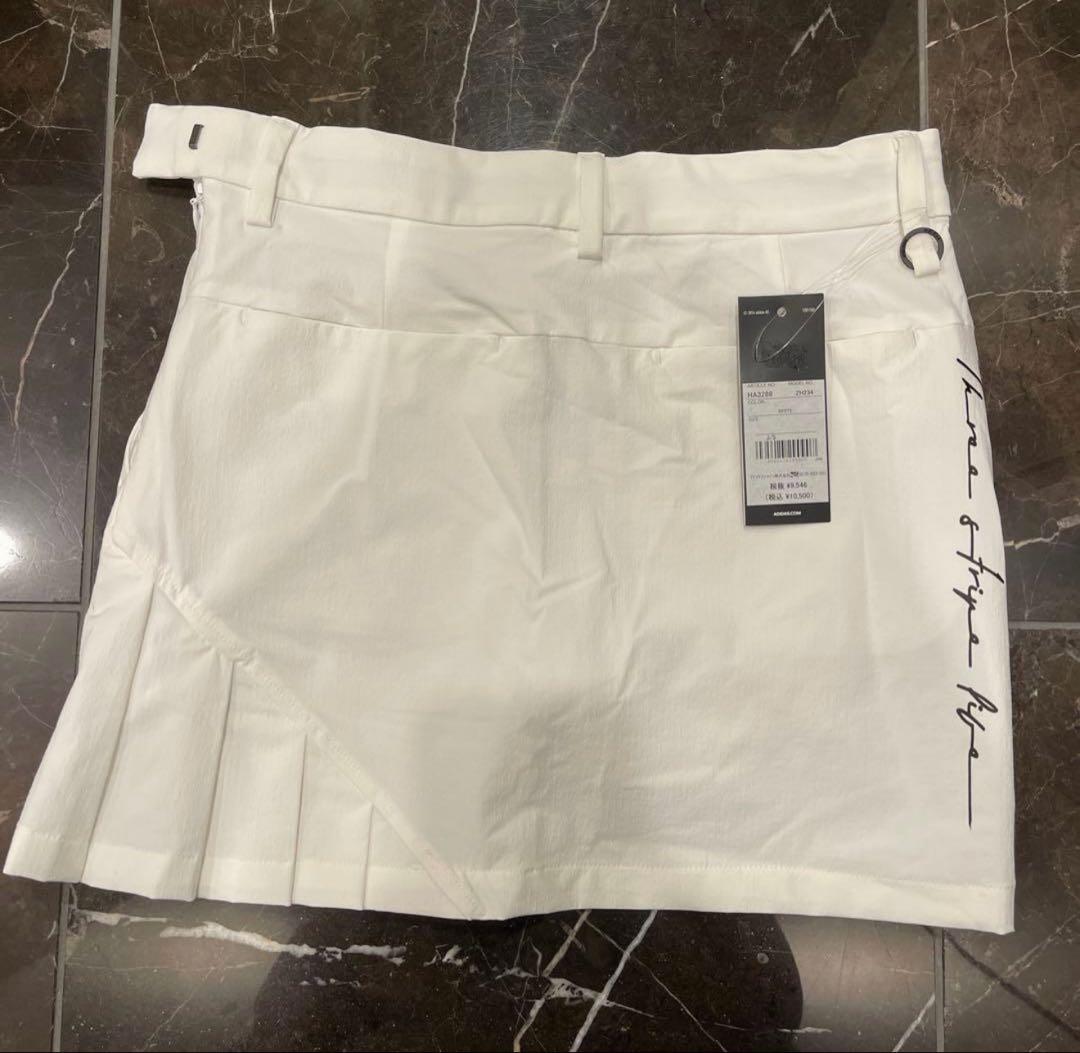 新品✨アディダスゴルフ　上下　半袖モックネックシャツ　スカート　オレンジ　白　S