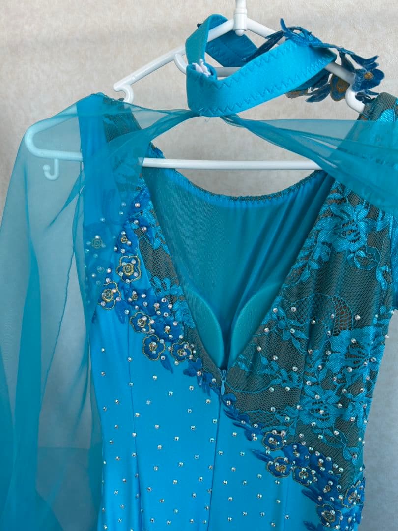 ❰SALE!!さらに値下げ！❱社交ダンスドレス スカイブルー フロート付