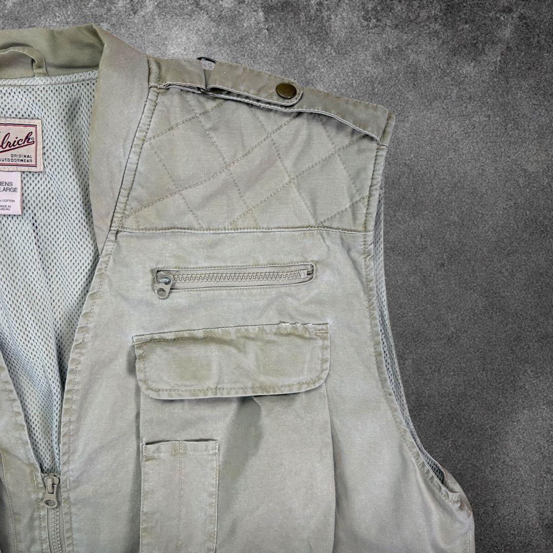 【希少】Woolrich90sフィッシングベスト2XLカーキフェード　ビンテージ