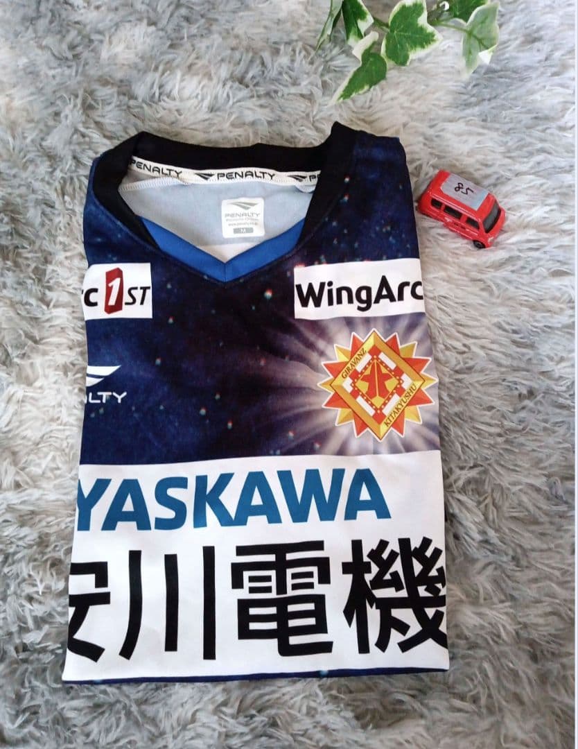 Tシャツ 北九州 ナフコ 安川電機 ブルー サッカー ウェア シャツ M