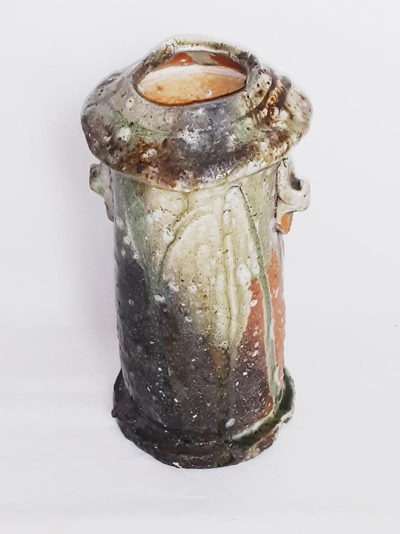 ■ 滋賀県の名工陶芸家/古谷道生作信楽焼・伊賀花入れ(共箱付)新品未使用品 ■