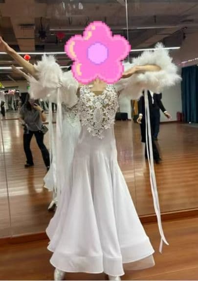 オーダーメイド　社交ダンス衣装　スタンダードドレス 羽根フロート付