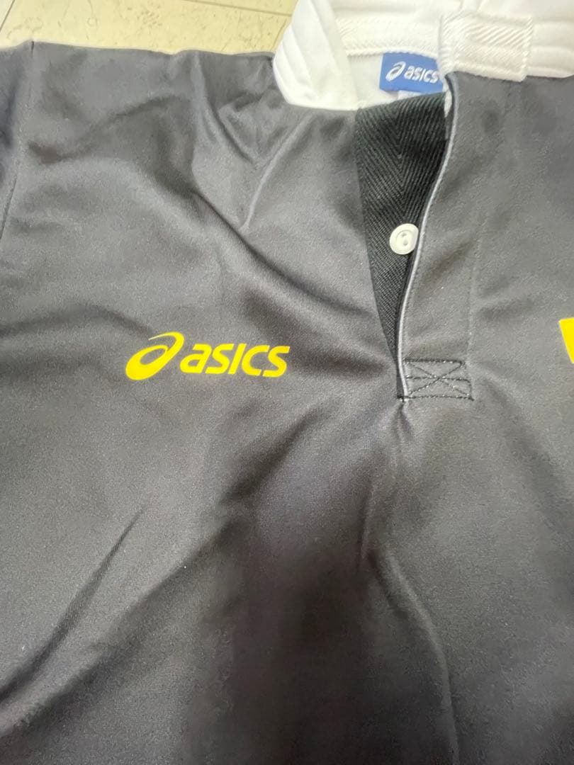 s*u様 asics グレー/イエロー ポロシャツ ラガーシャツ