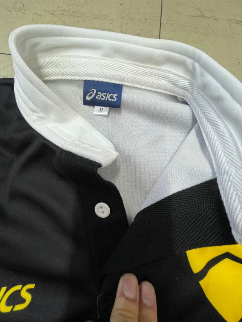 s*u様 asics グレー/イエロー ポロシャツ ラガーシャツ