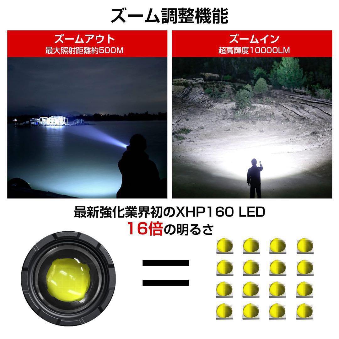 懐中電灯 強力 軍用 最強 ハンディライト Type-C USB充電式 LED