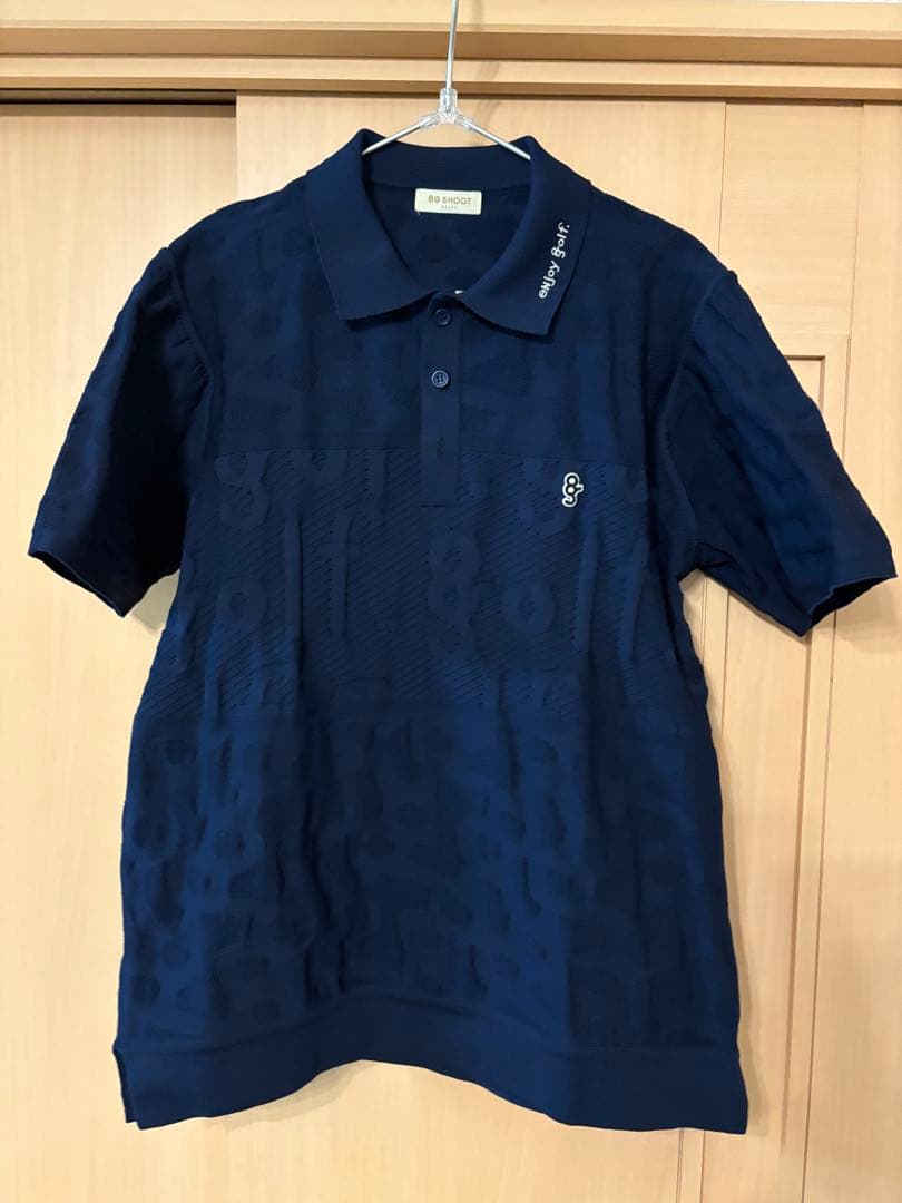 【新品】8gshoot LOGO JACQUARD KNIT POLO ネイビー