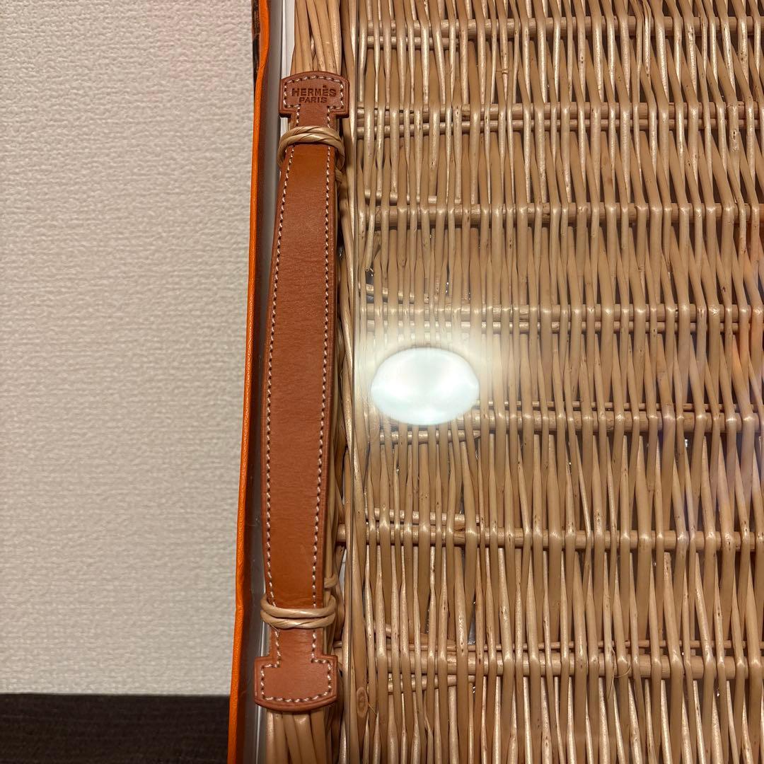 エルメス　レクタンギュラートレー　MM ラタン　ガラス　トレイ