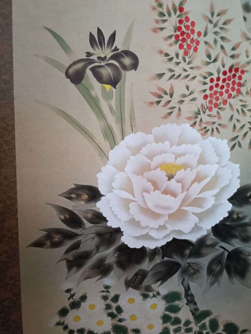 四季の花　東雲画　掛軸