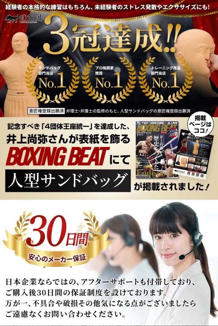 【超美品】人型 サンドバッグ クリティカル 自立型 格闘技 自宅用 ボクシング
