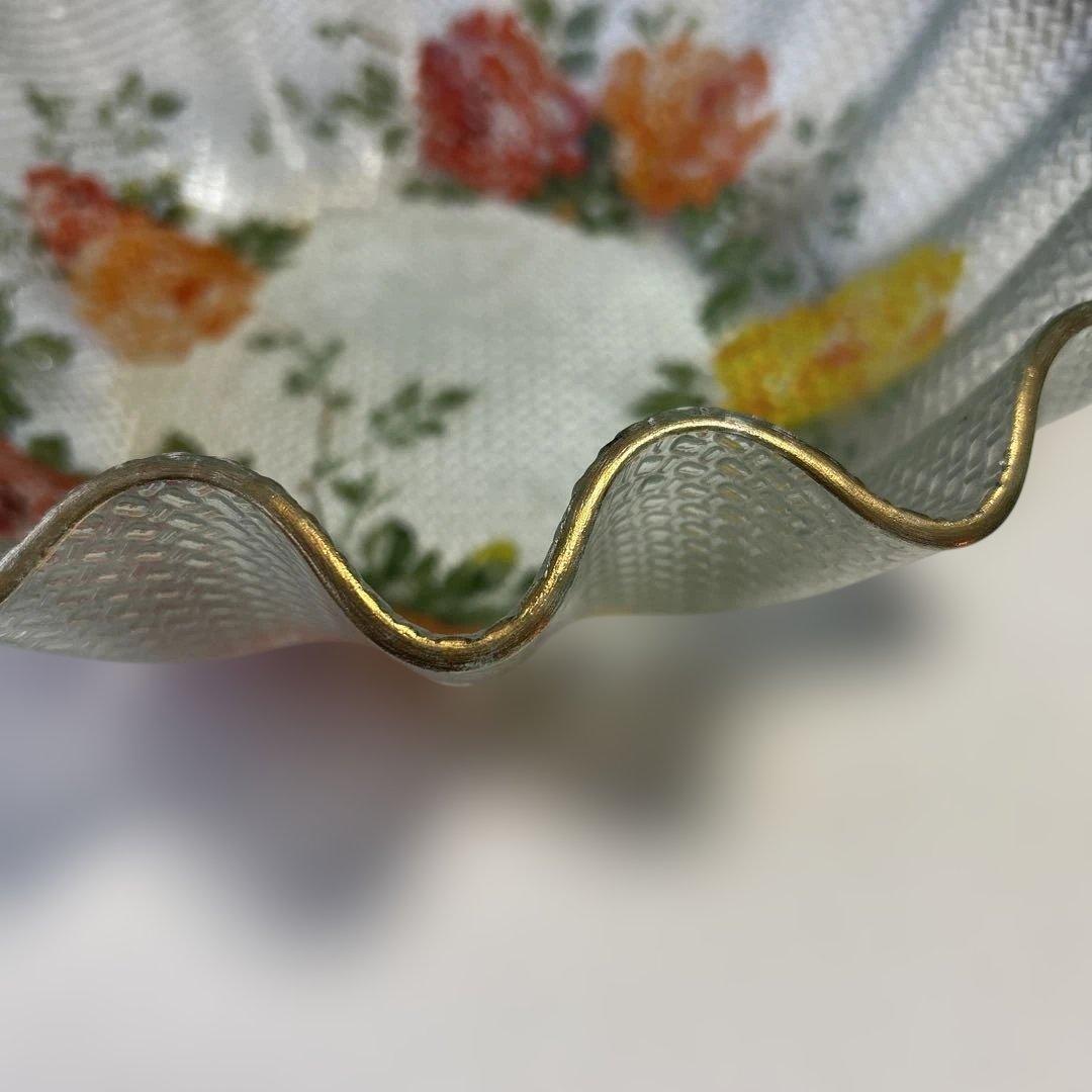 昭和レトロ　花柄波状皿
