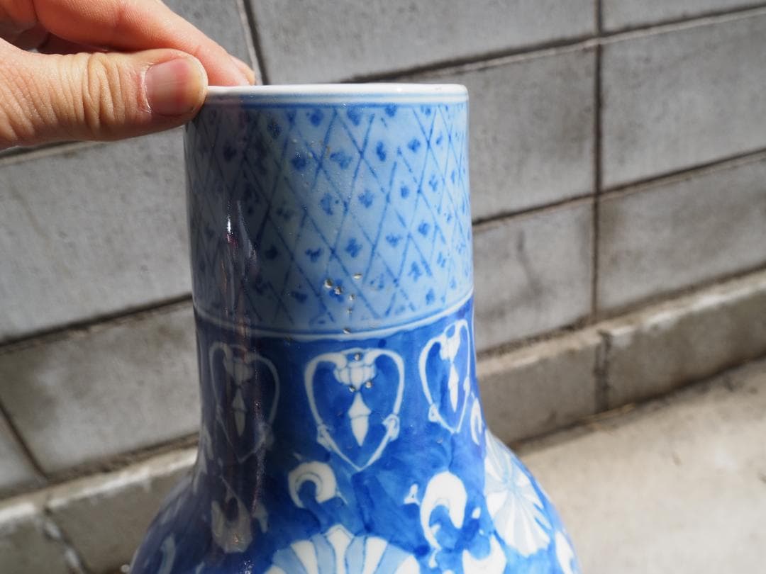 染付瓢箪形花瓶　大型花瓶