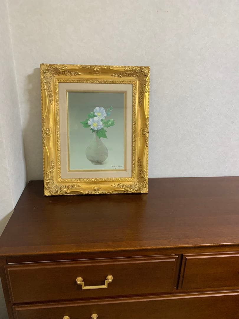 花瓶の花絵画 金色フレーム