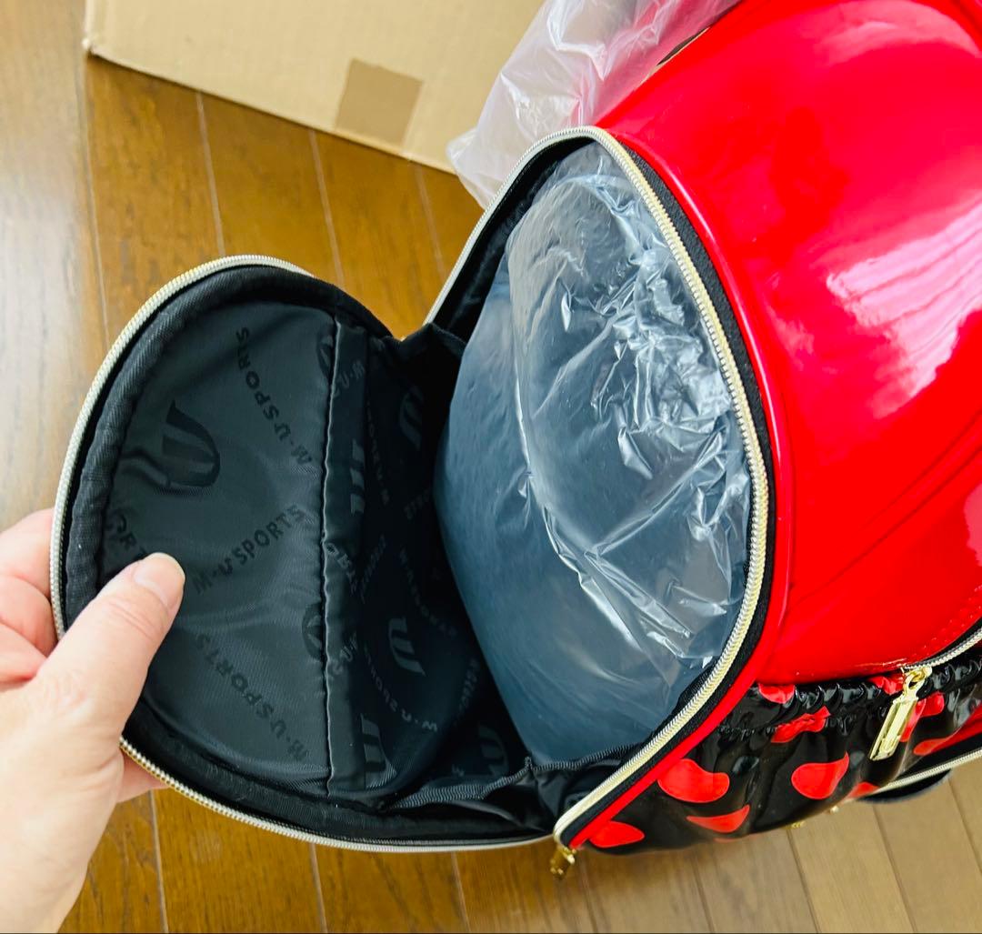 未使用品『M・U SPORTSウエサコ』キャディバッグ赤黒ゴルフバッグレディース