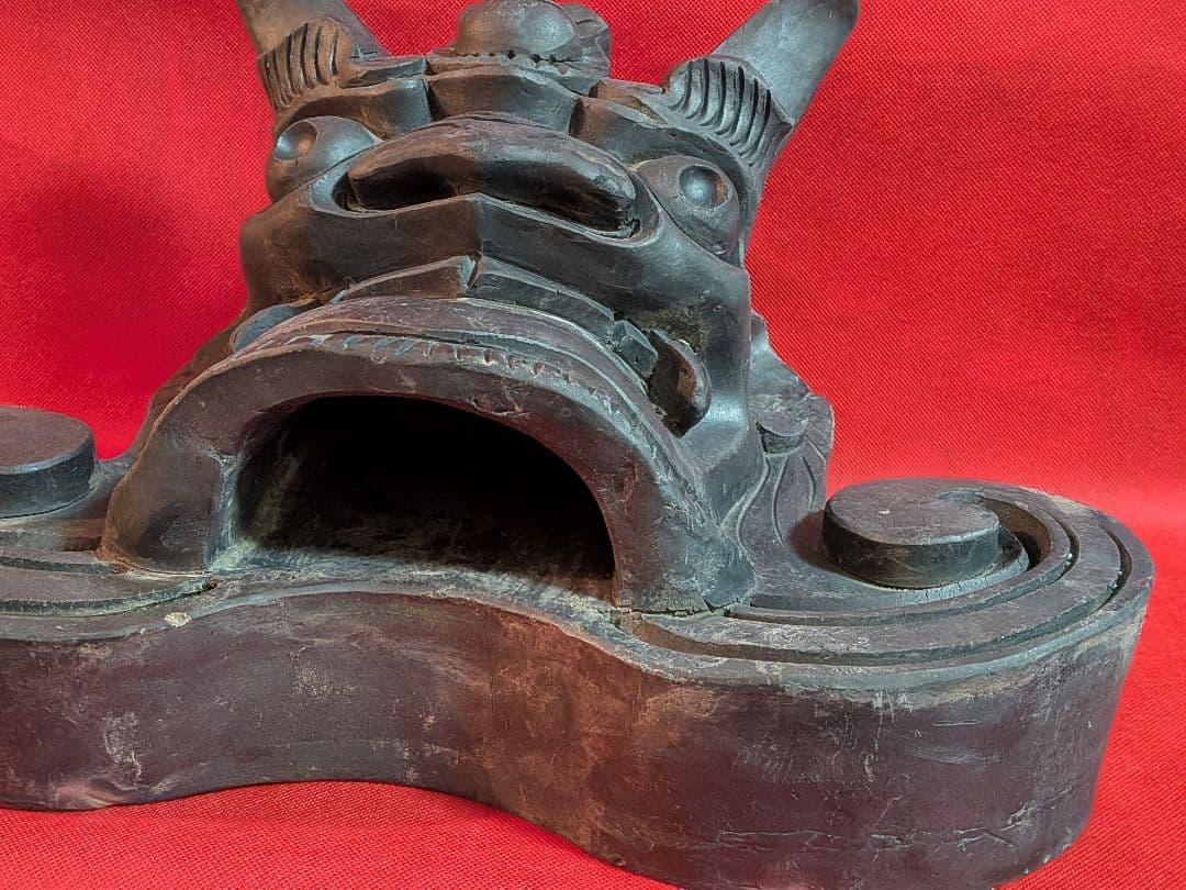 江戸時代後期幕末頃魔除け鬼師造り横幅４４センチ重量９キロ㌘凄まじい迫力古瓦当時物