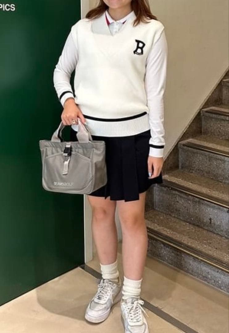 BEAMS GOLF プリーツ ラップキュロット ブラック S
