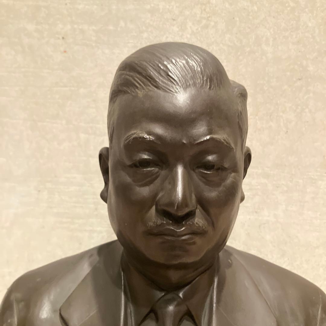 盛岡勇夫 作 ブロンズ 銅像 胸像 立体写真像 昭和レトロ 珍品 置物 飾り物