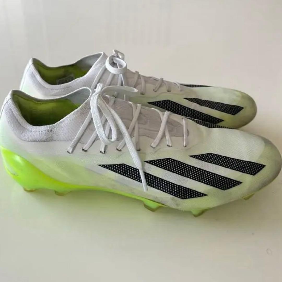 adidas ホワイト/グリーン サッカー　スパイクシューズ　28.5cm