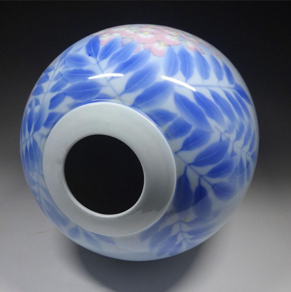 深川製磁 染付 下り藤に燕図 大花瓶 高約40.5cm 有田焼 t92783