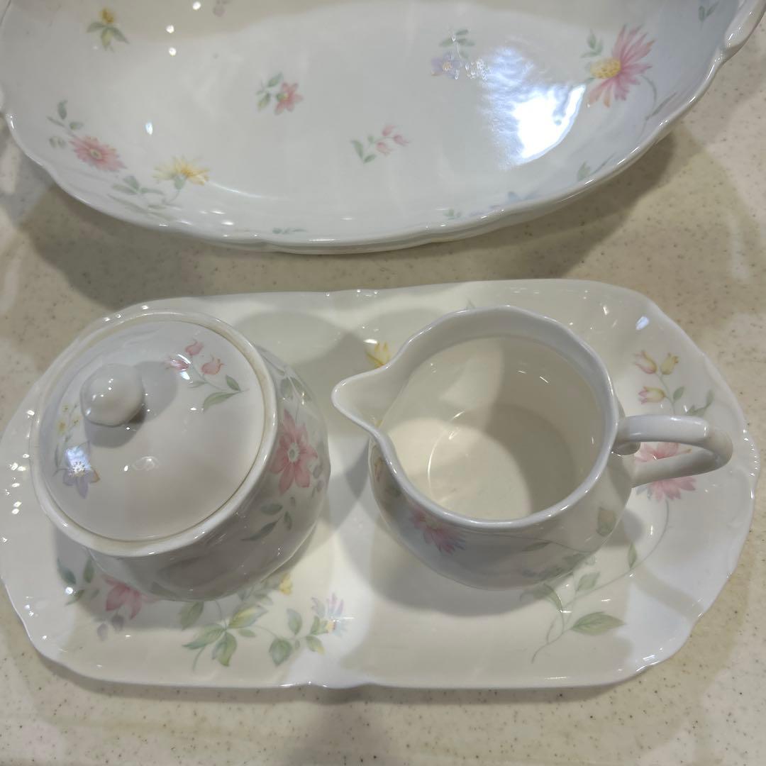 値下げ　Sango Magna 花柄の白磁食器セット 5点