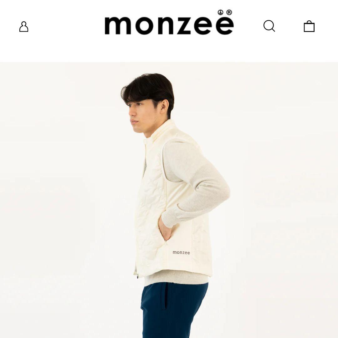 monzee モンジー 中綿ベスト サイド切替 メンズ ゴルフウェア